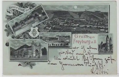 31972 AK Gruss aus Freyburg - Turnvater Jahn's Haus, Turnhalle, Restaurant 1900