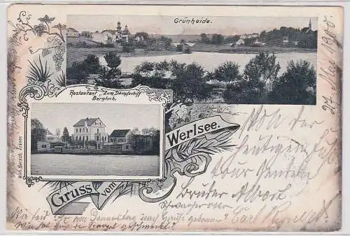 28110 AK Gruss vom Werlsee - Restaurant "Zum Dampfschiff" Bergluch 1900