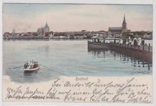 10811 AK Rostock - Seebrücke, Bootstour und Uferansicht 1903