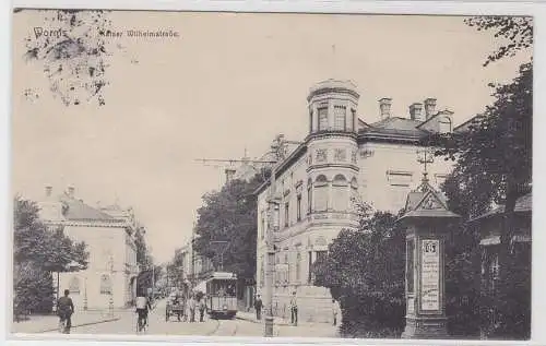 70469 AK Worms - Kaiser Wilhelmstraße, Straßenansicht mit Straßenbahn 1916