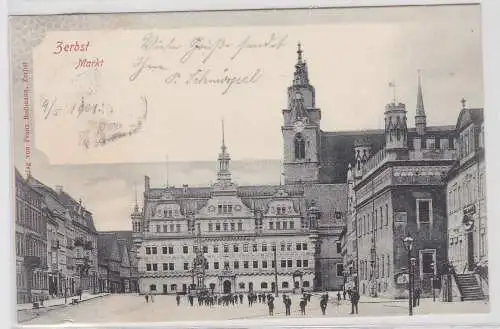 27988 AK Zerbst - Markt mit Hotel zum goldenen Löwen, Rathaus & Apostelhaus 1901