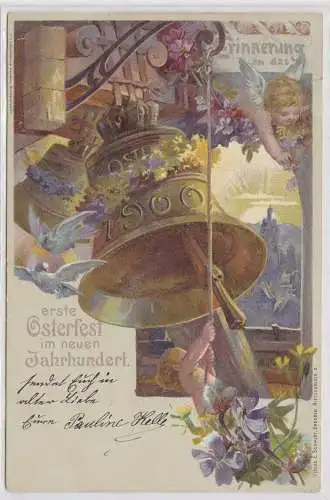 49125 AK Erinnerung an das erste Osterfest im neuen Jahrhundert 1900