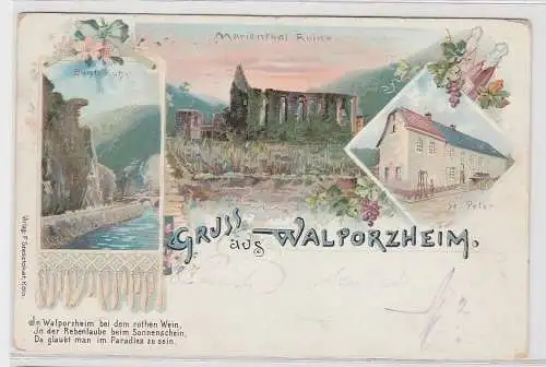 95551 Ak Lithographie Gruß aus Walporzheim Bunte Kuh usw. 1903