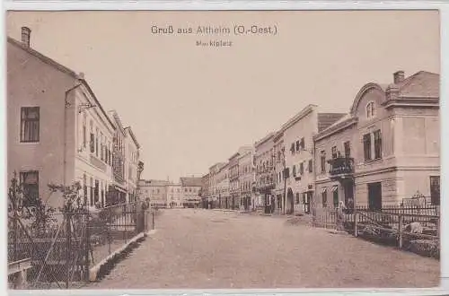 57549 AK Gruß aus Altheim (O.-Oest.) - Marktplatz mit zahlreichen Geschäften