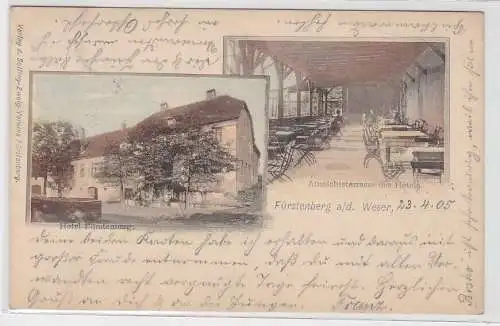 41506 AK Fürstenberg an der Weser - Hotel mit Aussichtsterrasse 1905