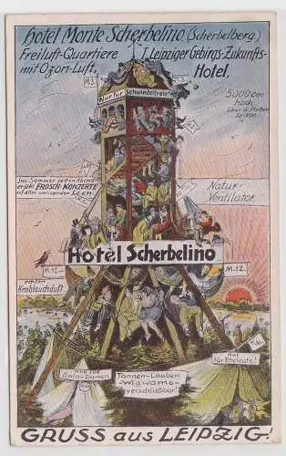 47357 Ak Gruß aus Leipzig Hotel Monte Scherbelino 1924