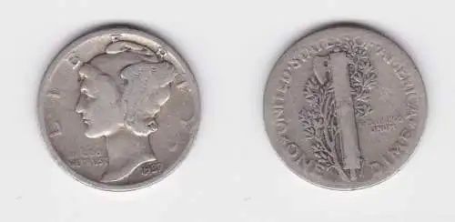 1 Dime Silber Münze USA Kopf der Liberty 1937 f.ss (152507)