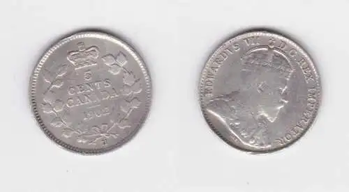 5 Cents Silber Münze Kanada Canada 1902 f.ss (153083)