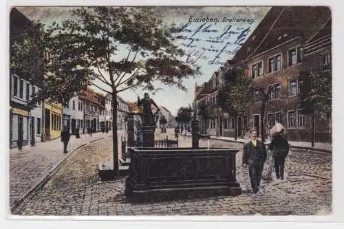 906788 Ak Eisleben - Breiterweg mit Brunnen und Denkmal 1908