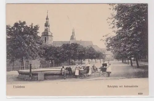 906891 Ak Eisleben - Schulplatz mit Andreaskirche um 1915