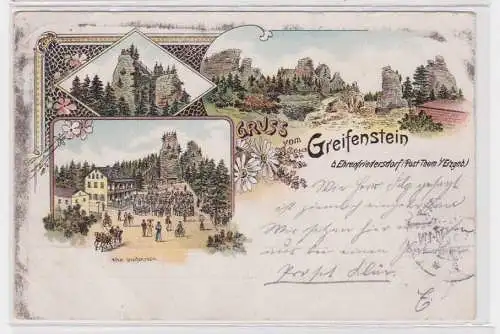 906544 Lithographie AK Gruss vom Greifenstein b. Ehrenfriedersdorf 1897