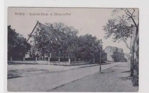 907128 Ak Helbra - Bolzesch-Straße m. Schulzen-Amt um 1920