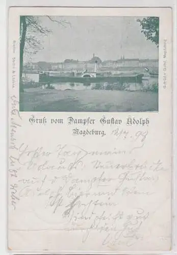 908082 Ak Gruss vom Dampfer Gustav Adolph in Magdeburg 1898