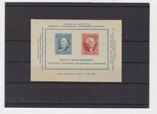 USA Block 100th anniversary of US postage 1947 postfrisch ** (146489)