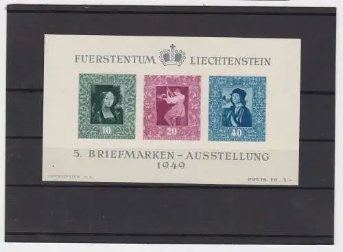 Liechtenstein Briefmarken-Ausstellung 1949 - Block 5 postfrisch ** (146088)