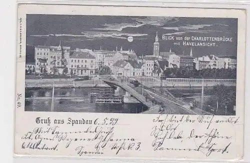 906580 Ak Gruss aus Spandau - Blick von Charlottenbrücke mit Havelansicht 1899