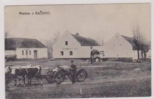 63227 Ak Pozdrav z Racovic (deutsch Rakowitz) Hostinec um 1930