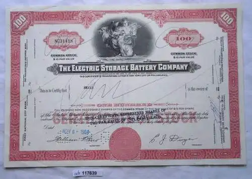 Aktie 100 Dollar The Electric Storage Battery Company 1964 (117639)