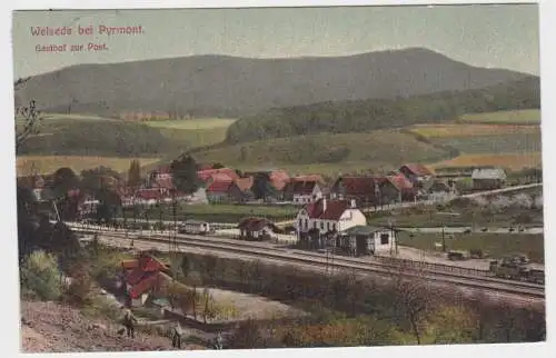 902932 Ak Welsede bei Pyrmont Gasthof zur Post und Bahnhof 1916