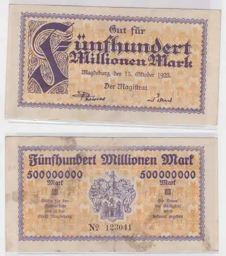 500 Millionen Mark Banknote Stadt Magdeburg 15.10.1923 (122045)