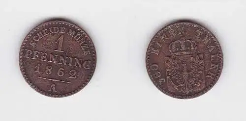 1 Pfennig Kupfer Münze Preussen 1862 A (130432)