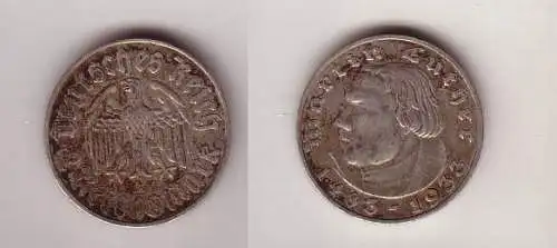 2 Mark Silber Münze 3.Reich Martin Luther 1933 A (112897)