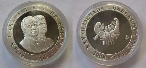 2000 Pesetas Silbermünze Spanien Olympiade Barcelona 1992, 1990 (102530)