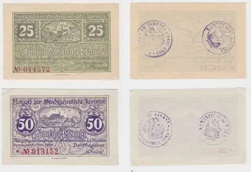 25 & 50 Pfennig Banknoten Notgeld Stadtgemeinde Jarmen 1920 (133180)