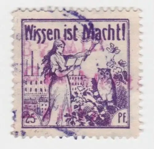 seltene kommunistische 25 Pfennig Marke "Wissen ist Macht!" um 1920 (94003)