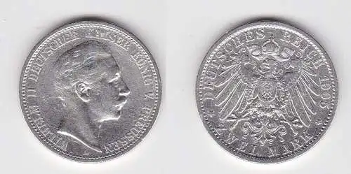 2 Mark Silbermünze Preussen Kaiser Wilhelm II 1905 Jäger 102 (131115)