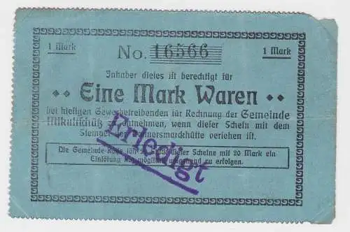 1 Mark Banknote Notgeld Mikultschütz Donnersmarckhütte in Zabrze um 1920(131716)