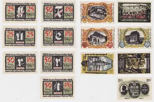 7 Banknoten Notgeld Stadt Sparkasse Treffurt 1.6.1921 (133130)