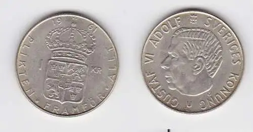 1 Krone Silber Münze Schweden 1963 (130237)