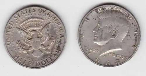 1/2 Dollar Silber Münze USA 1968 John F. Kennedy (122611)