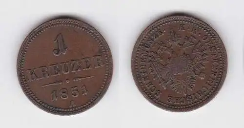 1 Kreuzer Kupfer Münze Österreich 1851 A (130426)