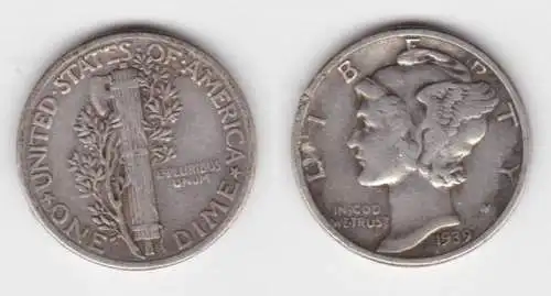 1 Dime Silber Münze USA 1939 Liberty (114178)