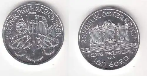 1,5 Euro Silbermünze Österreich 2013 Philharmoniker 1 Unze Feinsilber (112725)