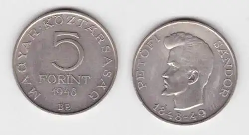 5 Forint Silber Münze Ungarn 1948 Sandor Petöfi (125129)