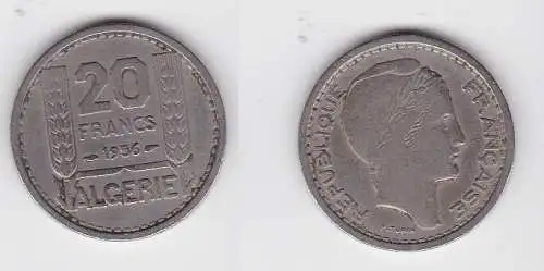 20 Franc Kupfer Nickel Münze Algerien 1956 (130628)
