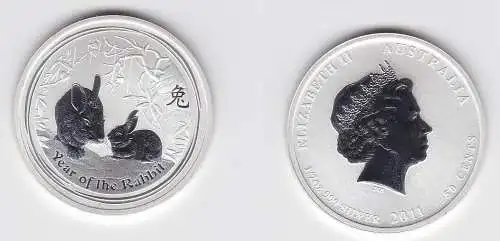 50 Cent Silber Münze Australien Jahr des Hasen 1/2 Unze Feinsilber 2011 (130973)