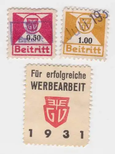 3 seltene Beitrags Marken Güterverkehrs Gewerkschaft um 1931 (94477)