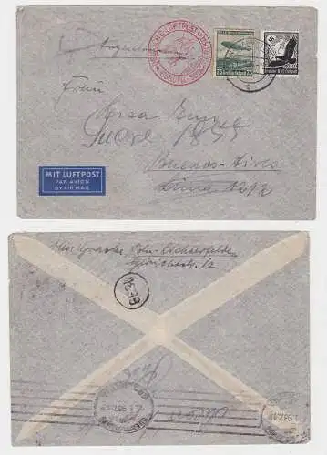 Brief Deutscher Luftpost Europa Südamerika 1937 Michel Nr. 537, 607 (132739)