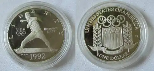 1 Dollar Silber Münze USA 1992 Olympiade Barcelona 1992 Baseballspiele (105311)