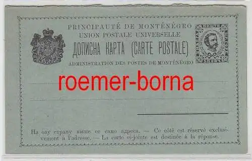 75821 seltene Ganzsachen Antwort Antwort Montenegro 5 Nkr. vor 1900