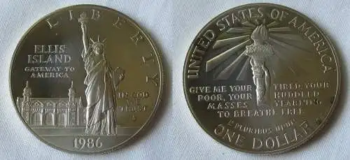 1 Dollar Silber Münze USA 1986 Ellis Island Eingang zu Amerika (105755)