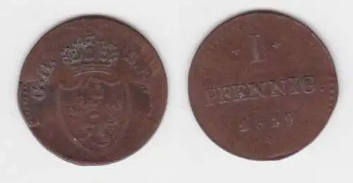 1 Pfennig Kupfer Münze Hessen-Darmstadt 1819 (127369)