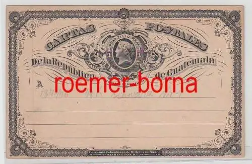 74252 seltene Ganzsachen Postkarte Guatemala 1/4 Real schwarz 1875/76