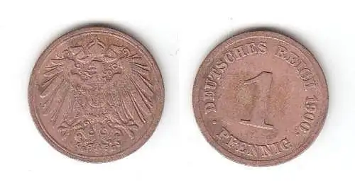 1 Pfennig Kupfer Münze Kaiserreich 1900 G Jäger Nr.10 (112768)