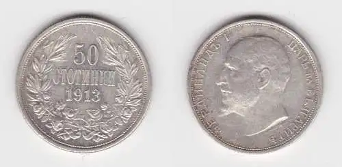 50 Stotinki Silber Münze Bulgarien 1913 vz (153714)