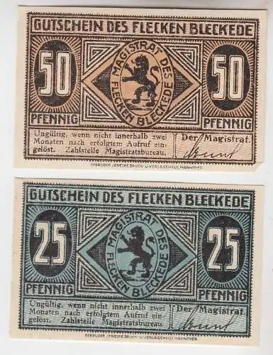 25, 50 Pfennige Banknoten Notgeld Flecken Bleckede um 1920 (112241)